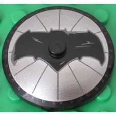 Part 3960pb035 Black Dish 4 x 4 Inverted (Radar) with Black Bat on Silver Background Batman Logo (Bat Signal) Pattern 
